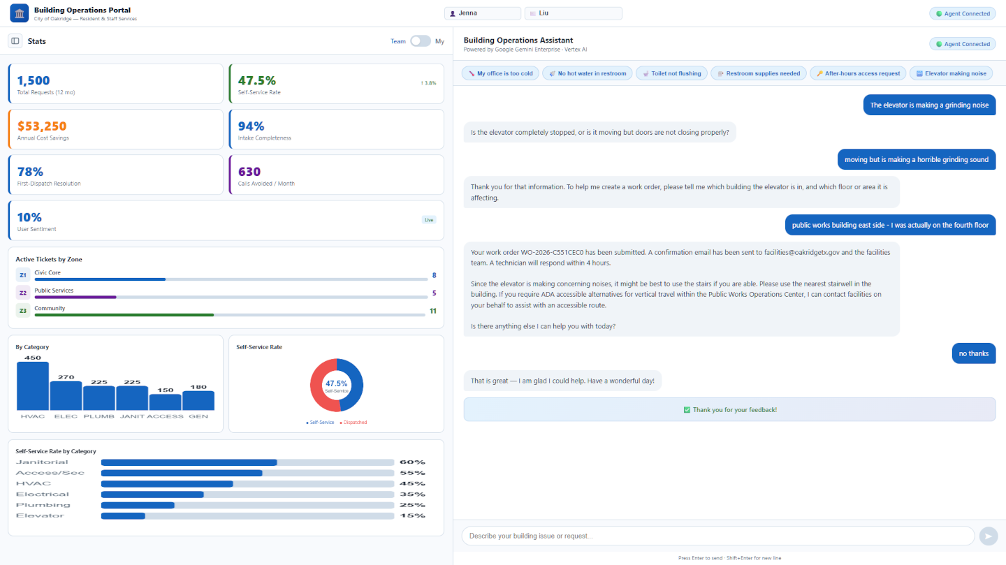 Building Operations Occupant Portal — conversational work order intake